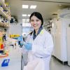 International student Yi Song pictured in a science lab at the University of Leeds.