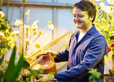 Student in our plant science growth suite