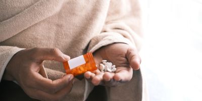 Close up of medication in hands
