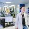 University of Leeds PhD student Owen Cornwell in a lab.