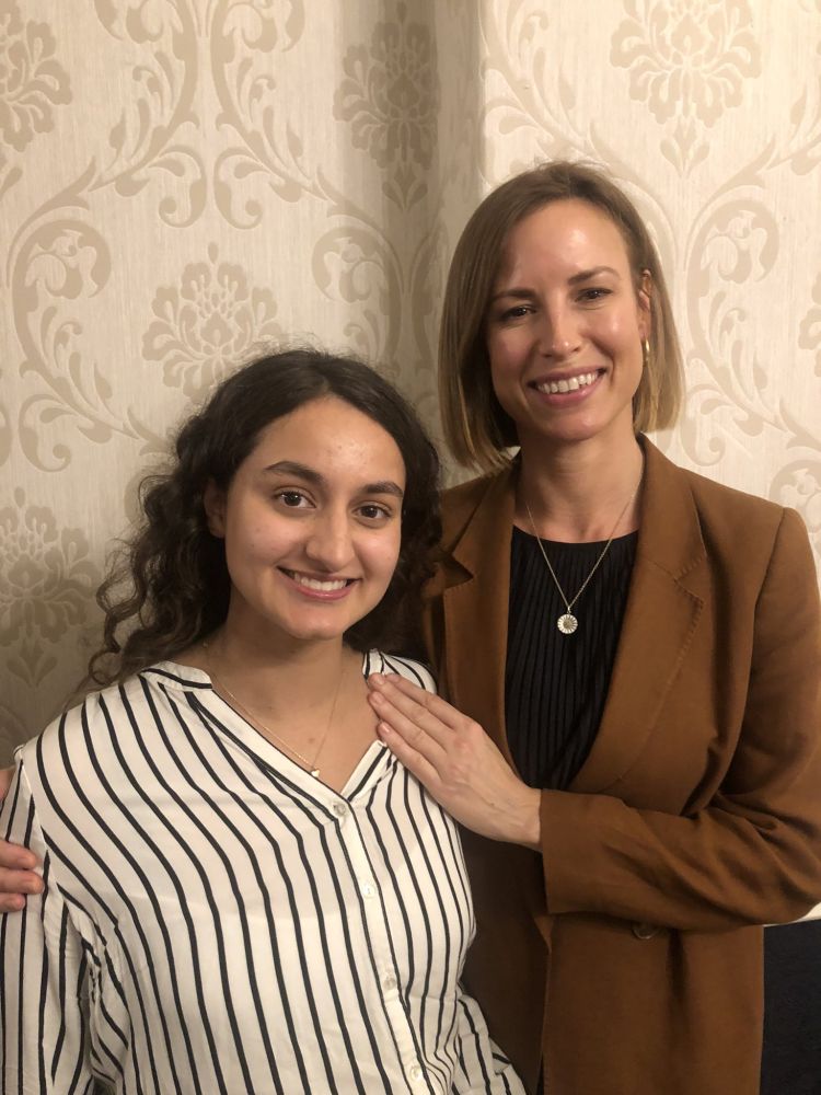 Dr Camilla Nykjaer and Marina Mitra smile at the camera.